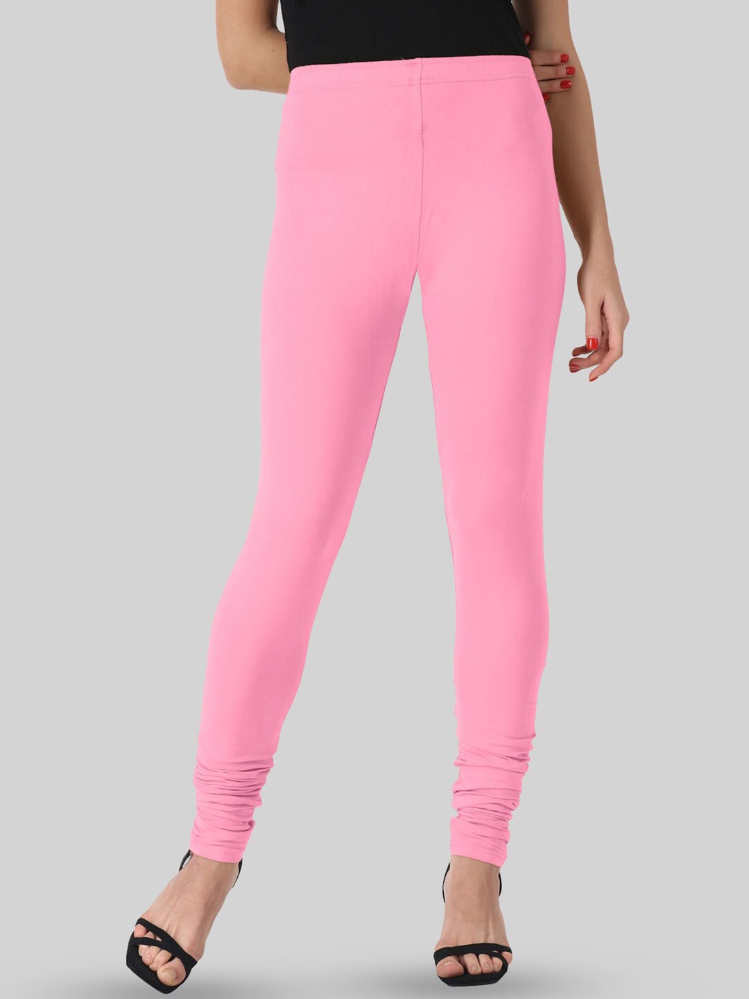 

SAUNDARYA 4 Way Stretchable Anti Pilling Churidar Length Leggings, Pink