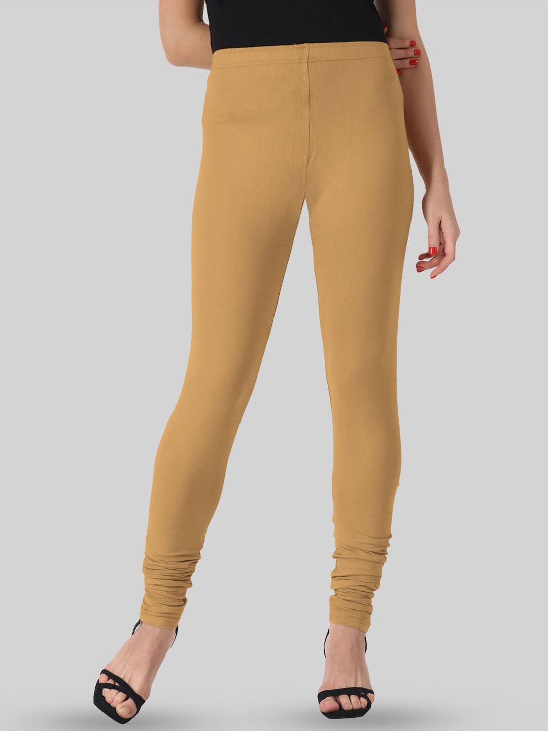 

SAUNDARYA 4 Way Stretchable Anti Pilling Churidar Length Leggings, Beige