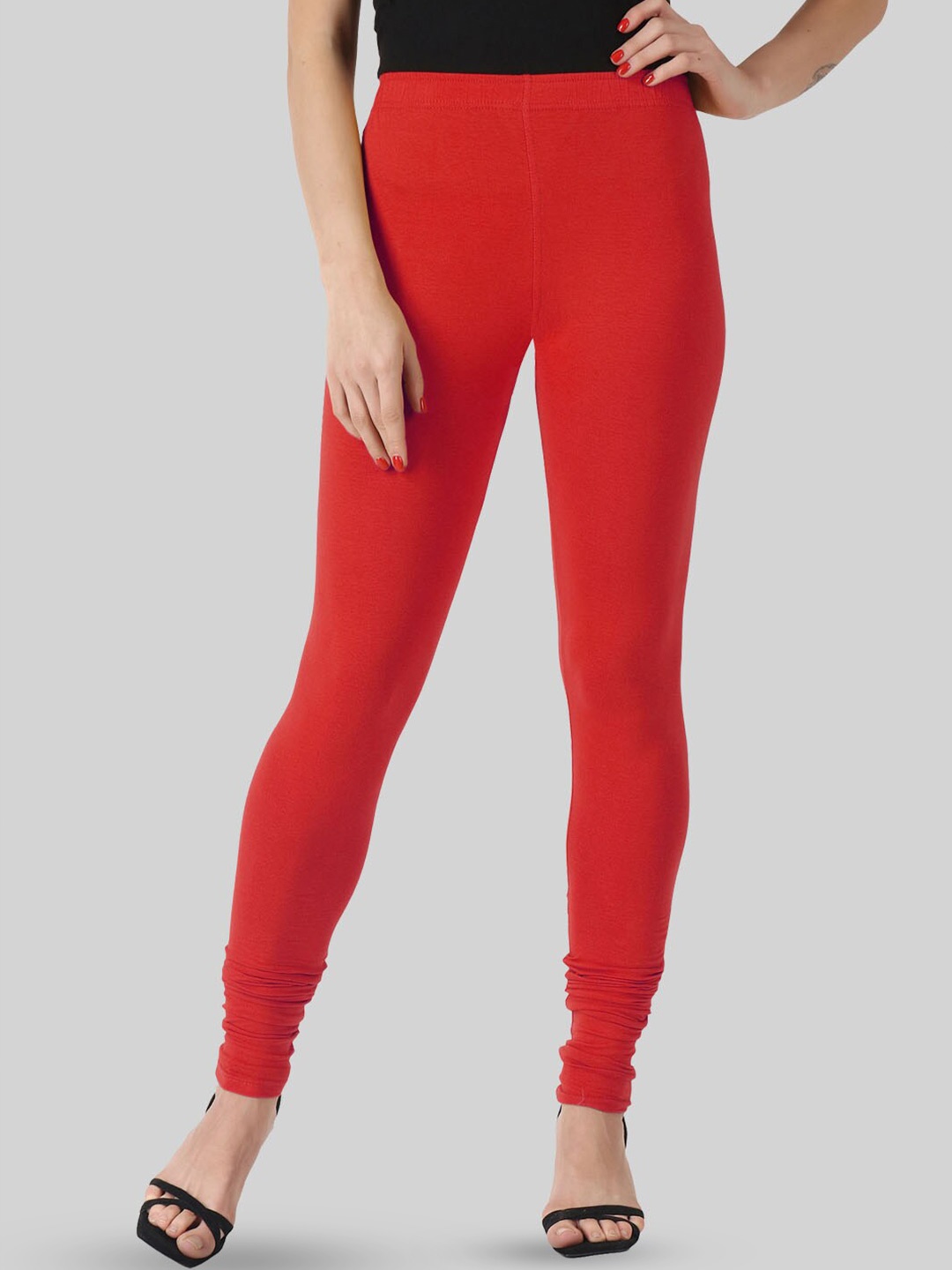 

SAUNDARYA 4 Way Stretchable Anti Pilling Churidar Length Leggings, Red