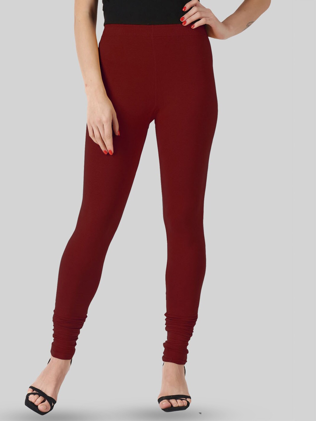 

SAUNDARYA 4 Way Stretchable Anti Pilling Churidar Length Leggings, Maroon