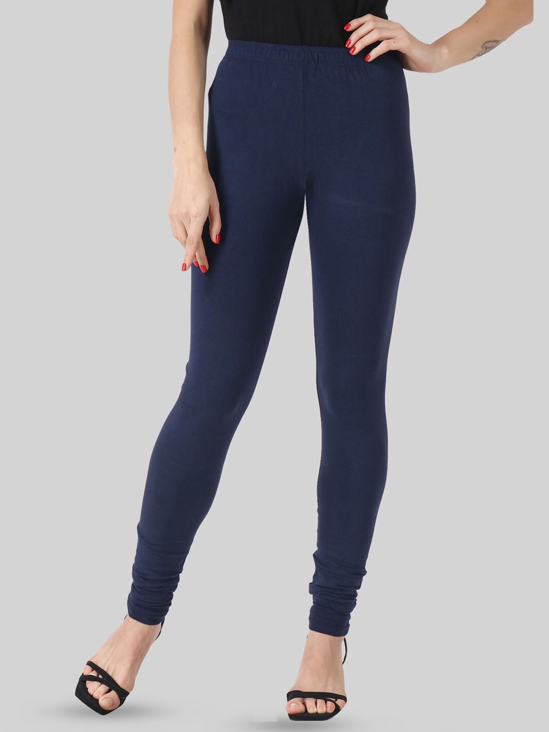 

SAUNDARYA 4 Way Stretchable Anti Pilling Churidar Length Leggings, Navy blue