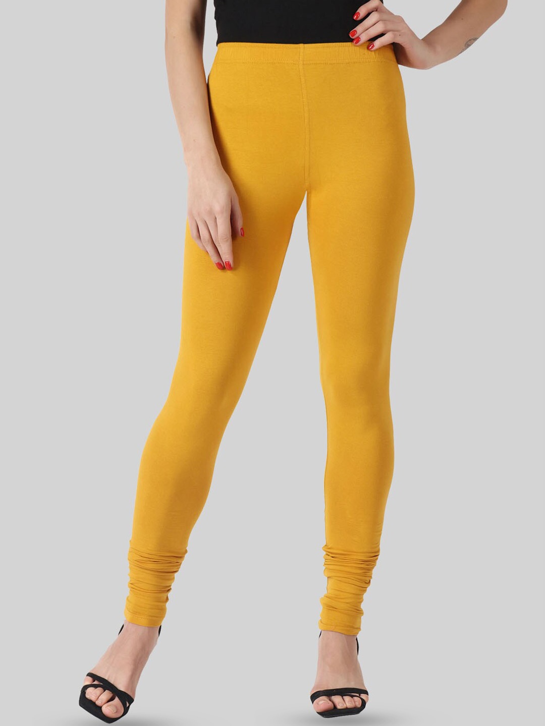 

SAUNDARYA 4 Way Stretchable Anti Pilling Churidar Length Leggings, Yellow