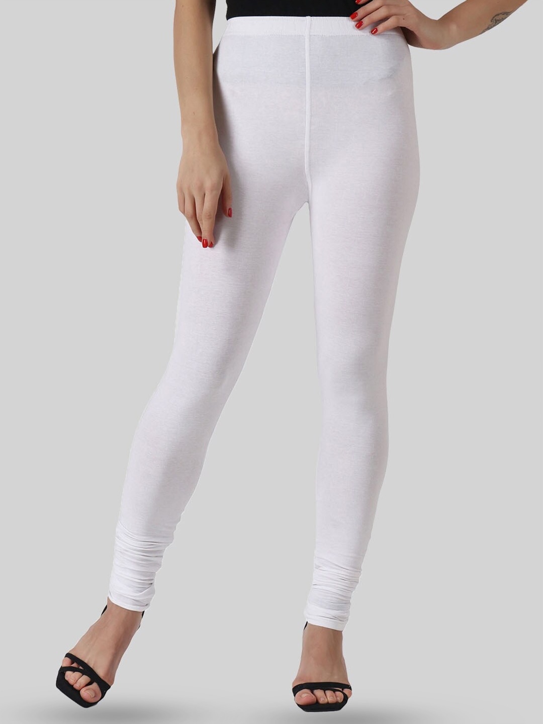 

SAUNDARYA Stretch Fit Churidar-Length Leggings, White
