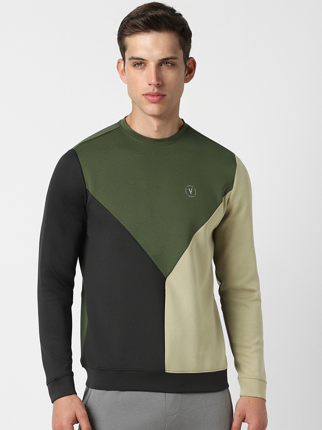 

Van Heusen Flex Men Green Colourblocked Sweatshirt