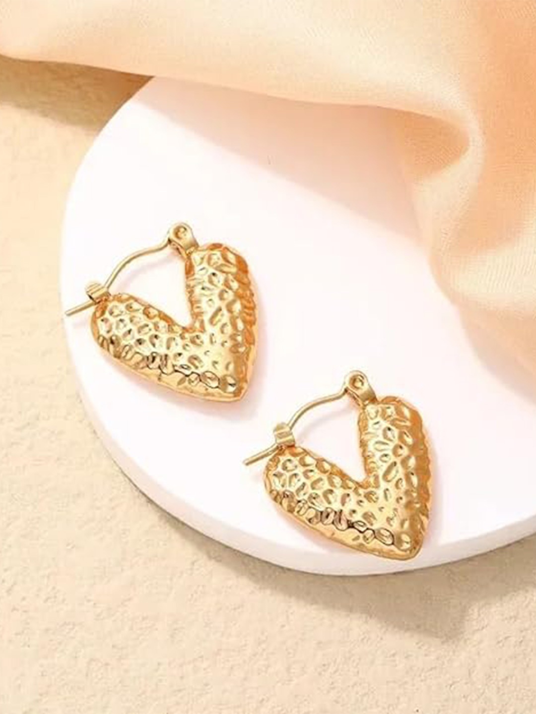 

KRYSTALZ Gold-Plated Stainless Steel Heart Shaped Hoop Earrings