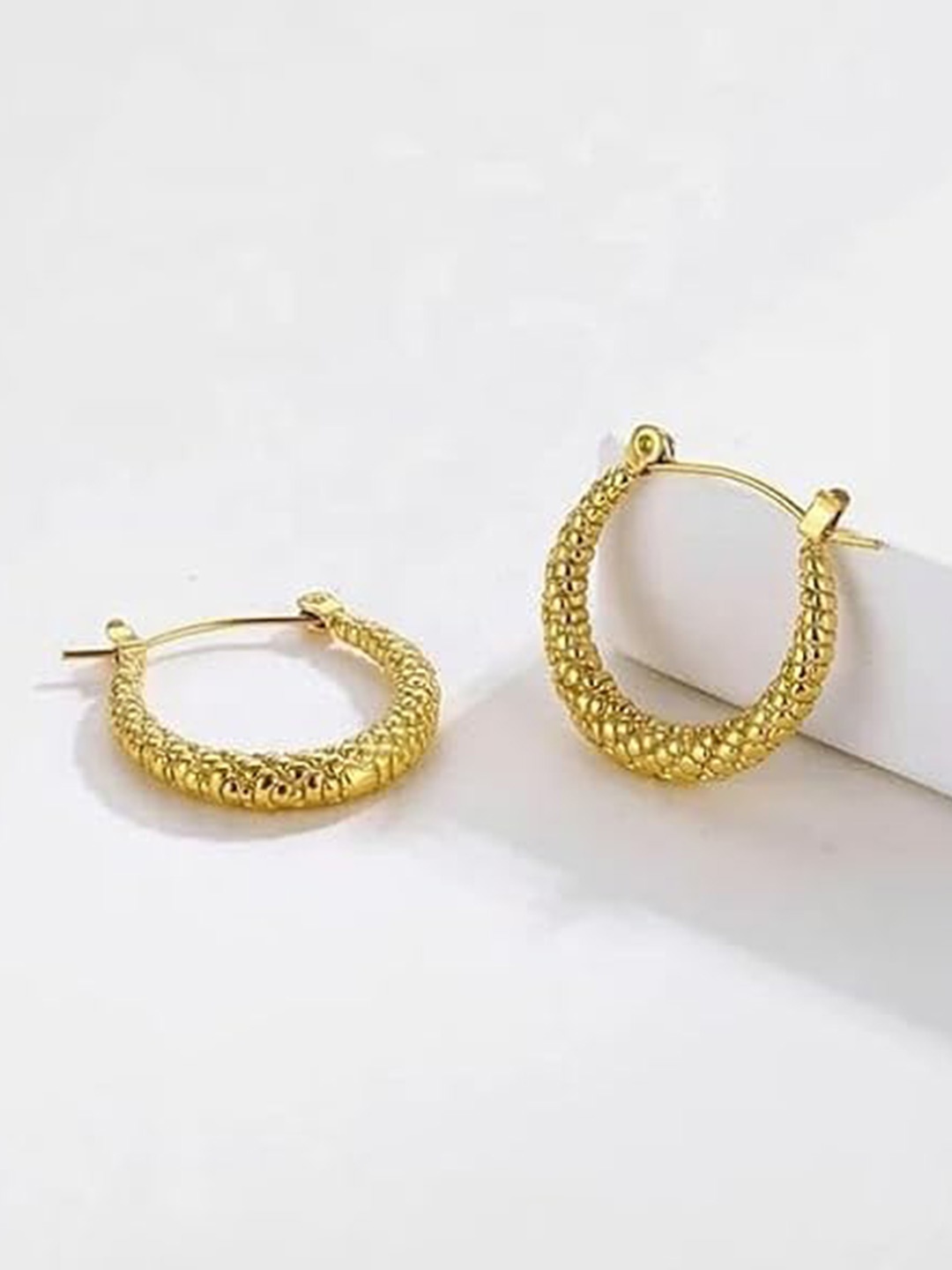 

KRYSTALZ Gold-Plated Stainless Steel Circular Hoop Earrings