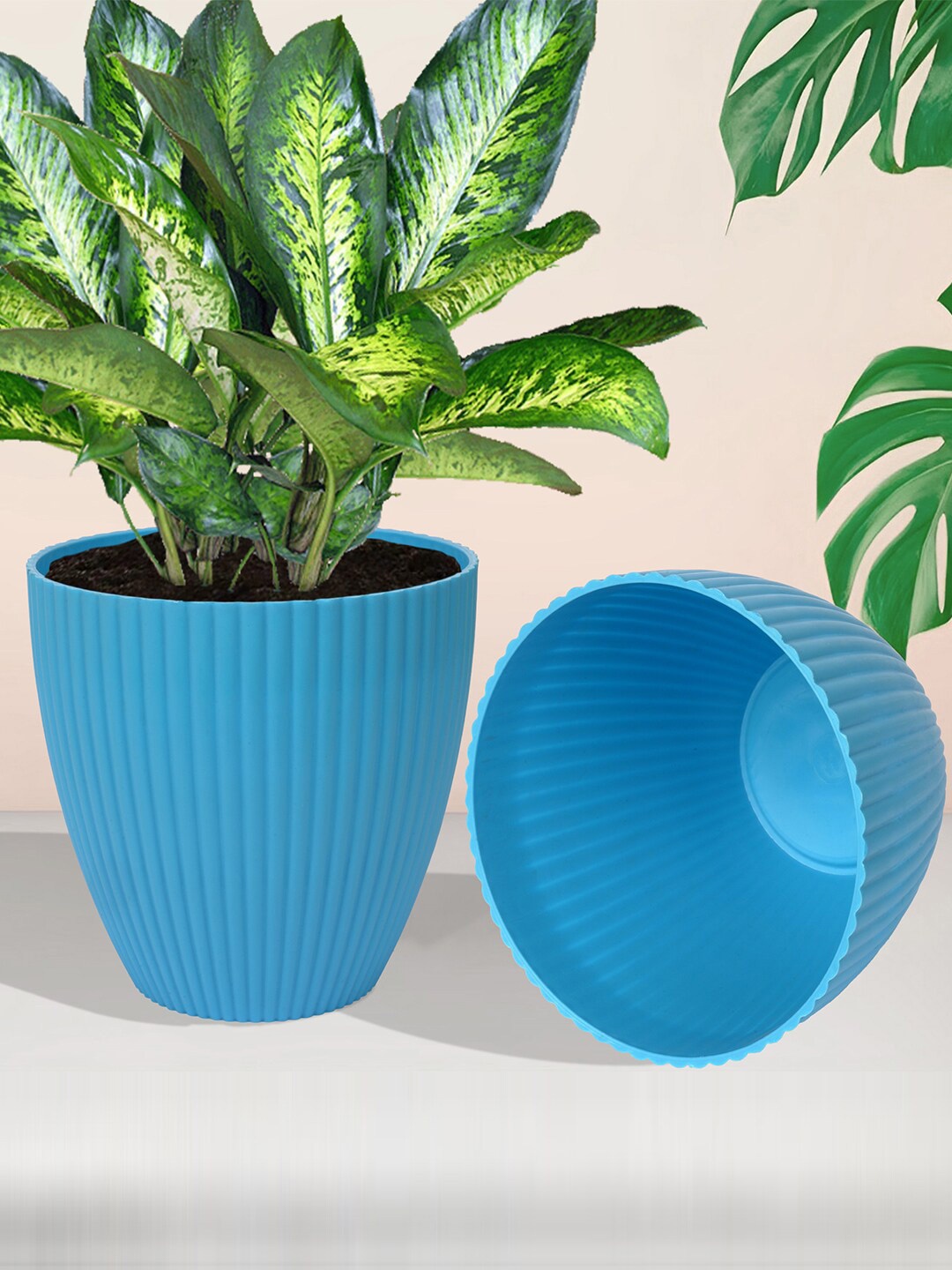 

Kuber Industries Green & White 6 Pcs Textured Planters Pots, Red