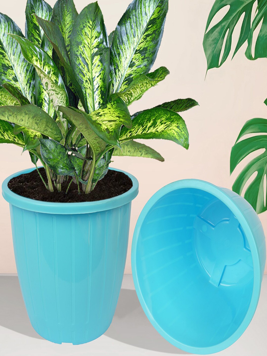 

Kuber Industries Blue 4 Pieces Textured Indoor & Outdoor Flower Pots