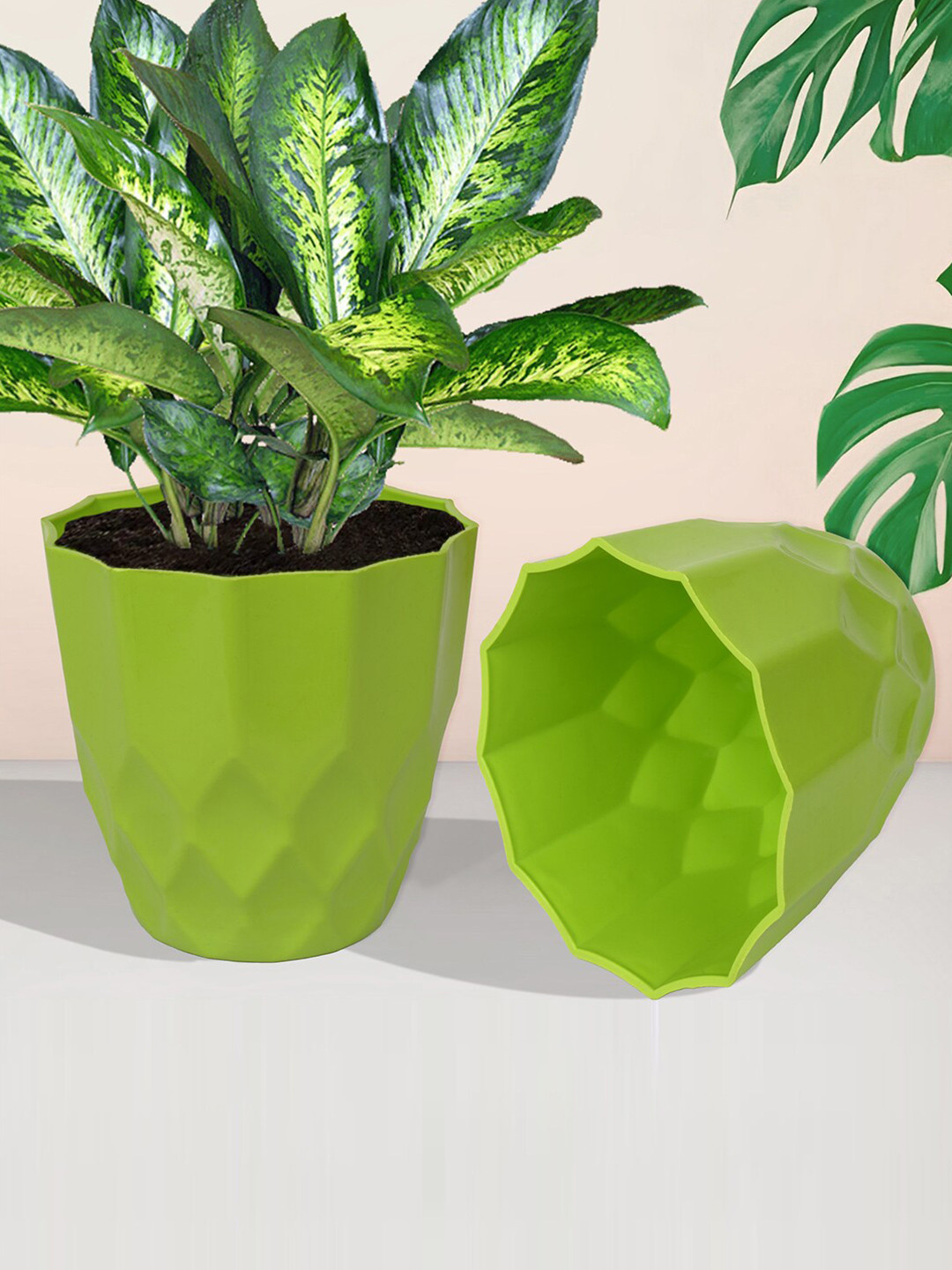 

Kuber Industries Green 6 Pieces Balcony Textured Planters