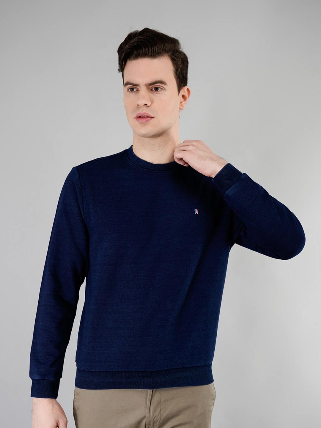

TIM PARIS Stretchable Cotton Pullover Sweatshirt, Navy blue