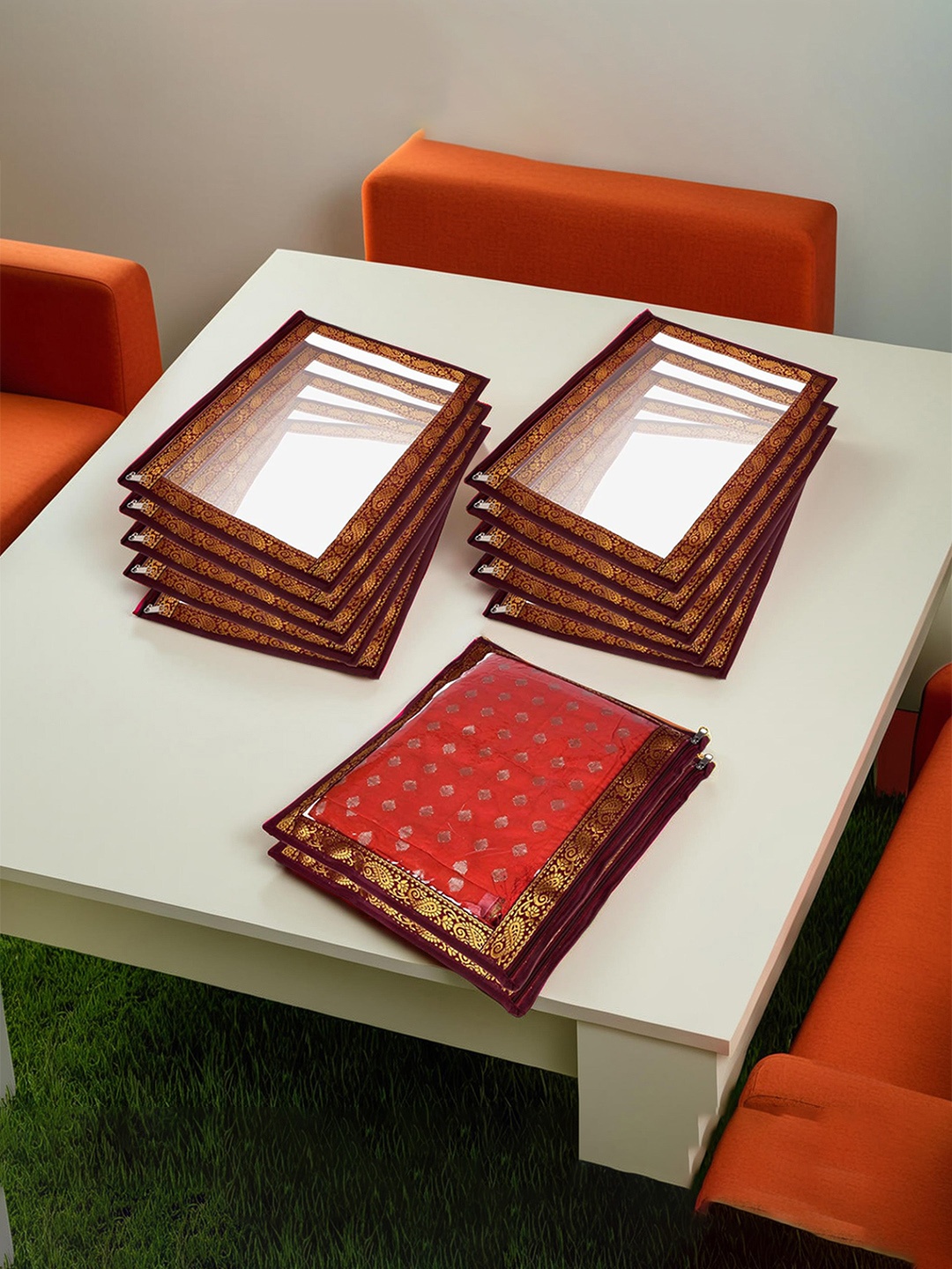 

Kuber Industries Set of 12 Maroon Saree Cover Organisers