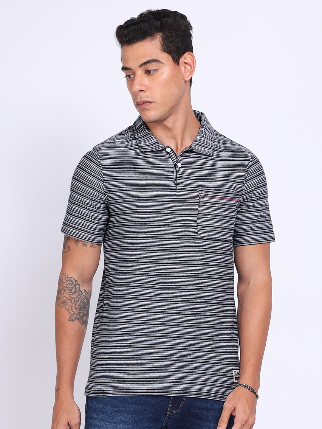 

Lee Striped Polo Collar Short Sleeves Regular Fit T Shirt, Black