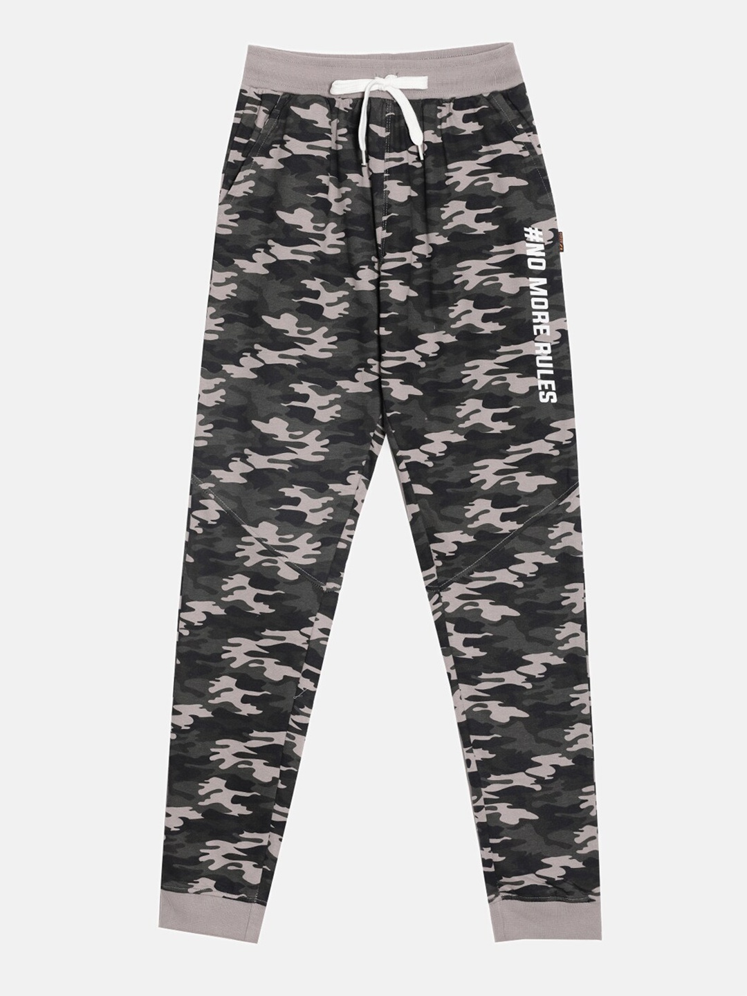 

DIXCY SCOTT Boys Camouflage Printed Pure Cotton Mid-Rise Joggers, Green