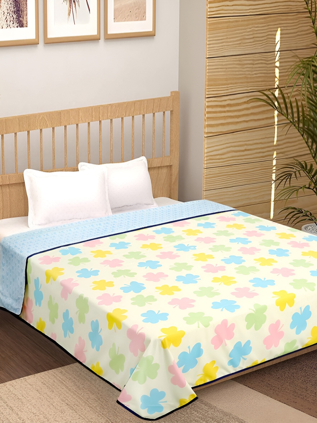 

bsb home Green & Yellow Printed Cotton 120 GSM Reversible Single Bed Dohar