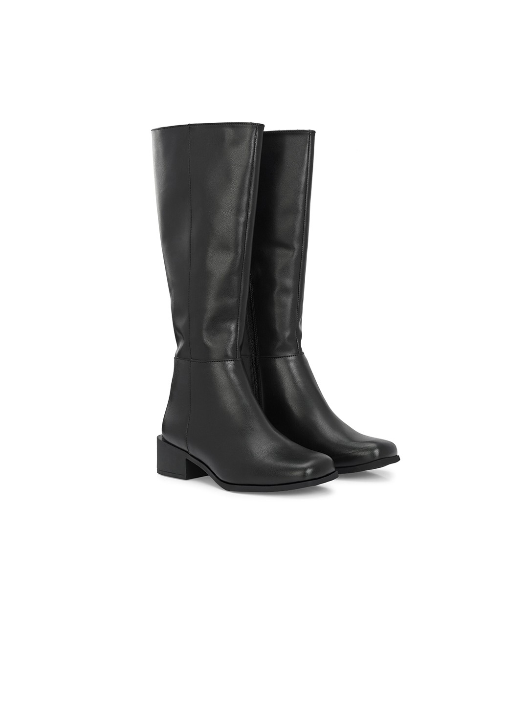 

Delize Women Vegan Leather Block-Heeled Regular Boots, Black