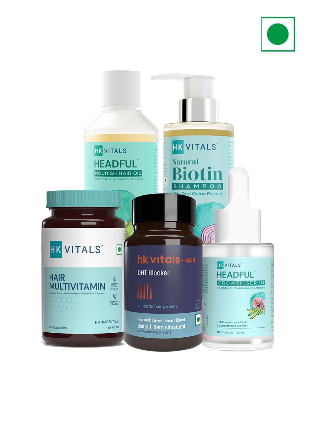 

HK VITALS Set Of 5 Hairfall Solution Kit Stage 2 with Supplements, White