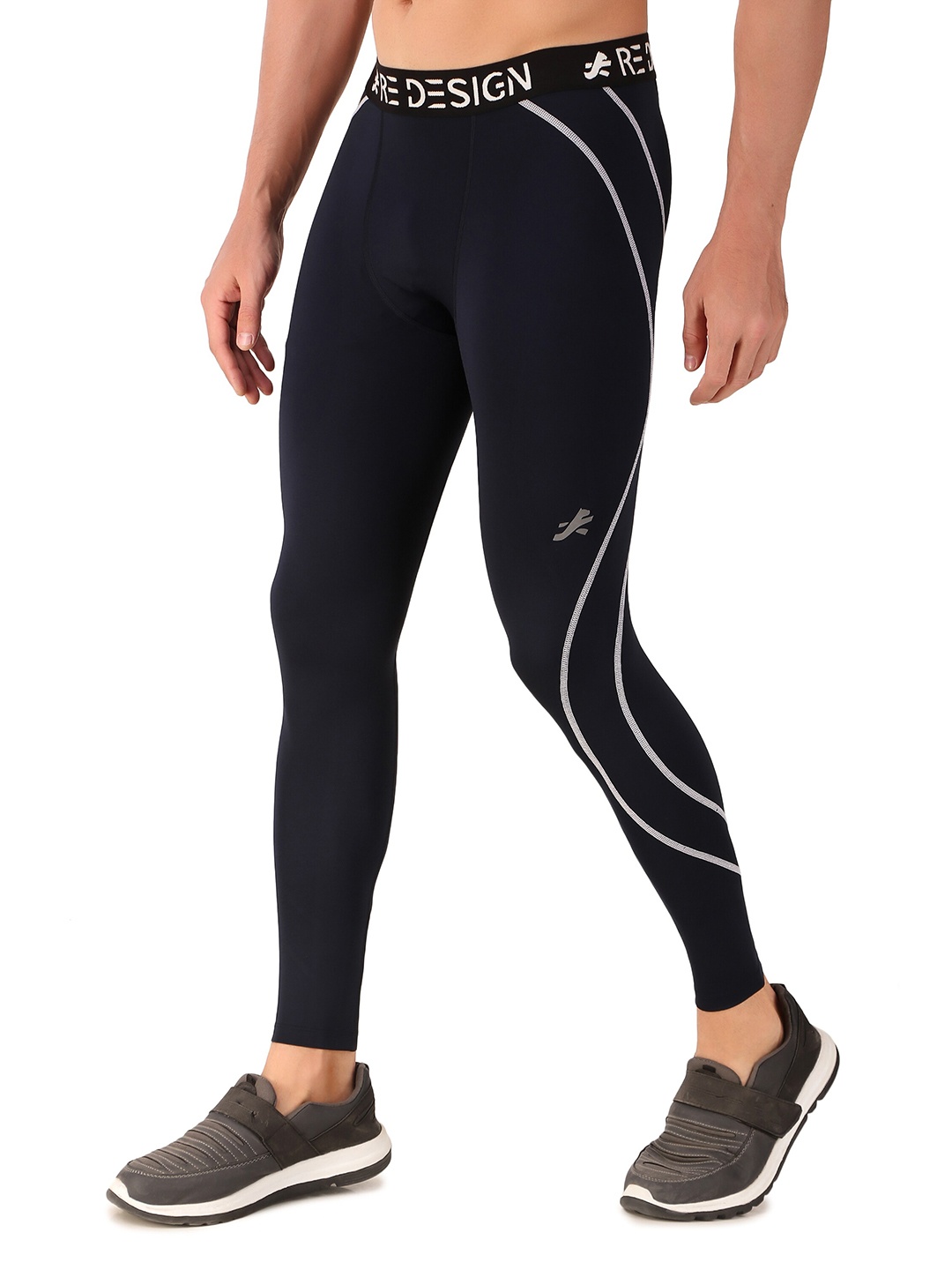 

REDESIGN Men Ankle-Length Rapid Dry Sports Tights, Black