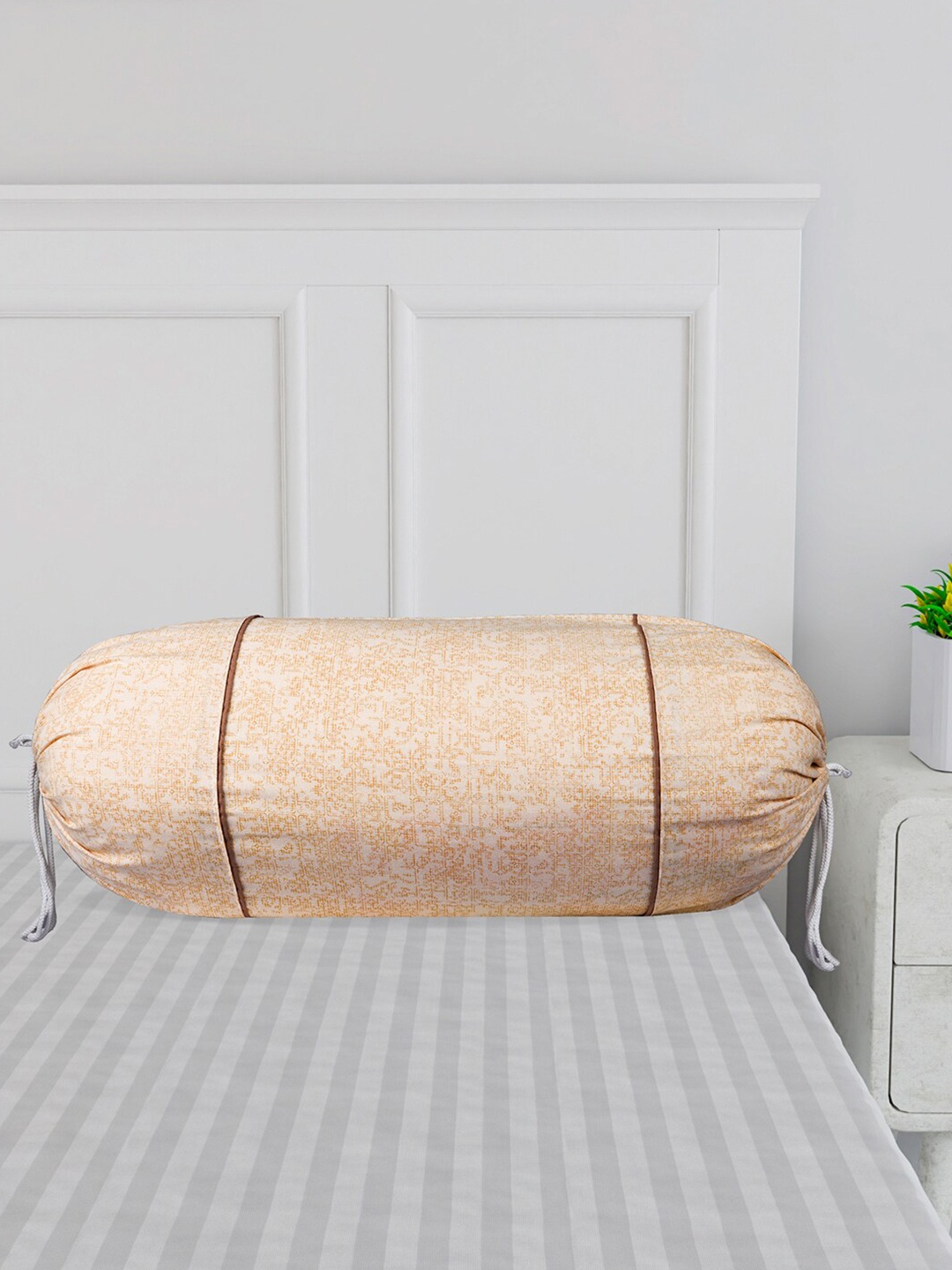 

Kuber Industries Beige & Grey 4 Pieces Printed Cotton Bolster Covers