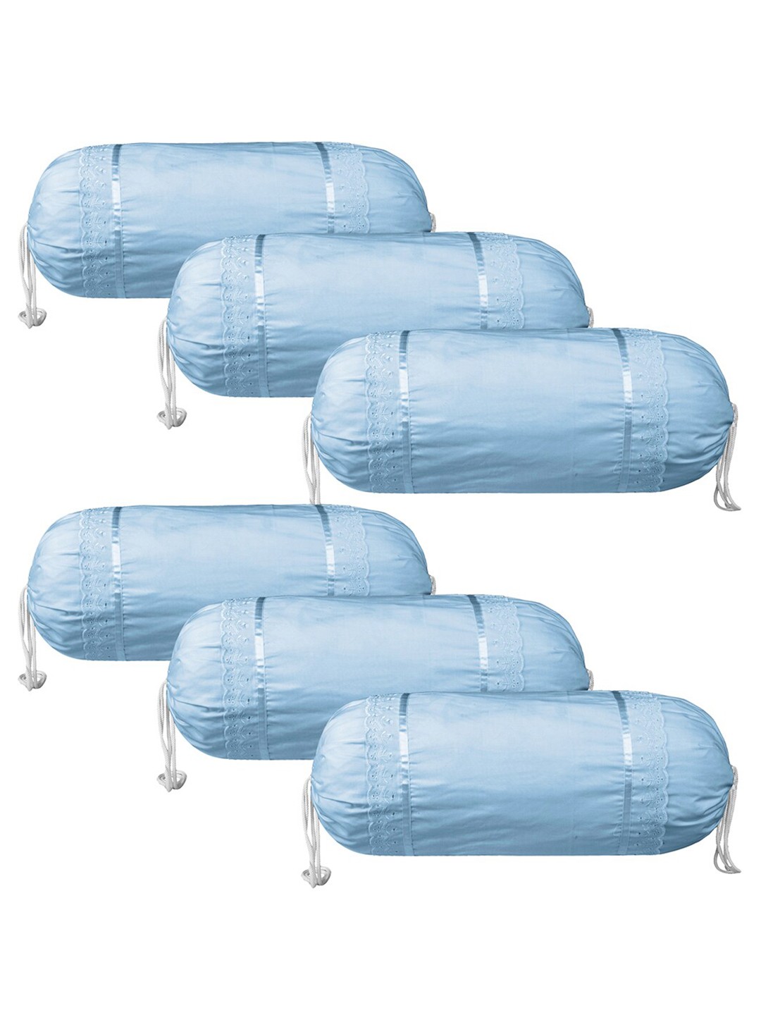 

Kuber Industries Blue 6 Pieces Lace Design Cotton Bolster Covers