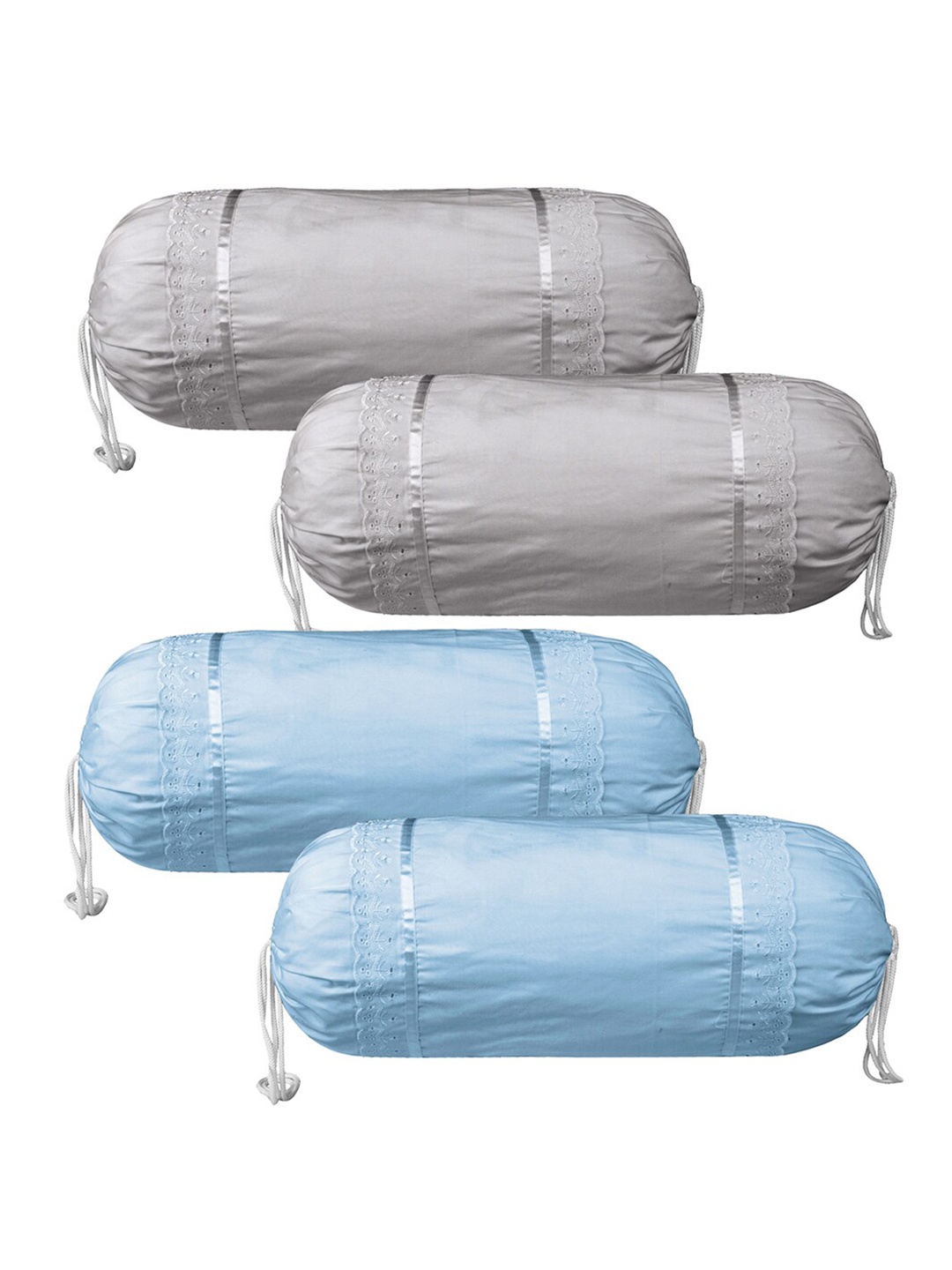 

Kuber Industries Self Design 4 Pieces Printed Cotton Bolster Covers, White