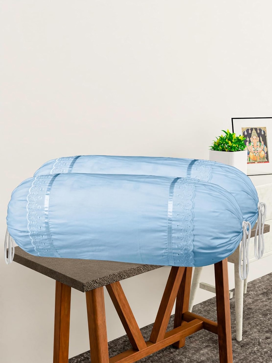 

Kuber Industries Blue 2 Pieces Cotton Bolster Covers