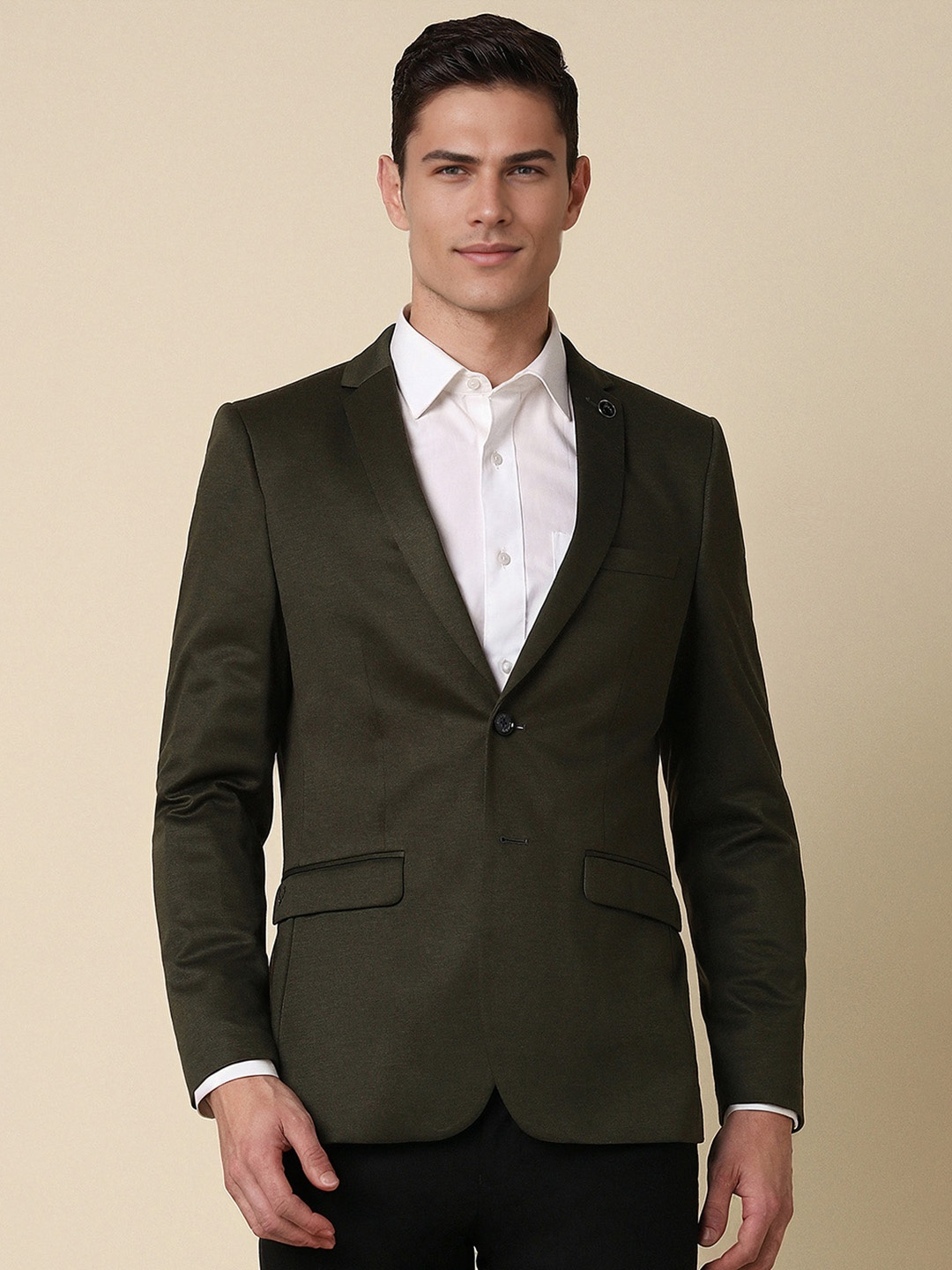 

Allen Solly Ultra Slim-Fit Single Breasted Formal Blazer, Green
