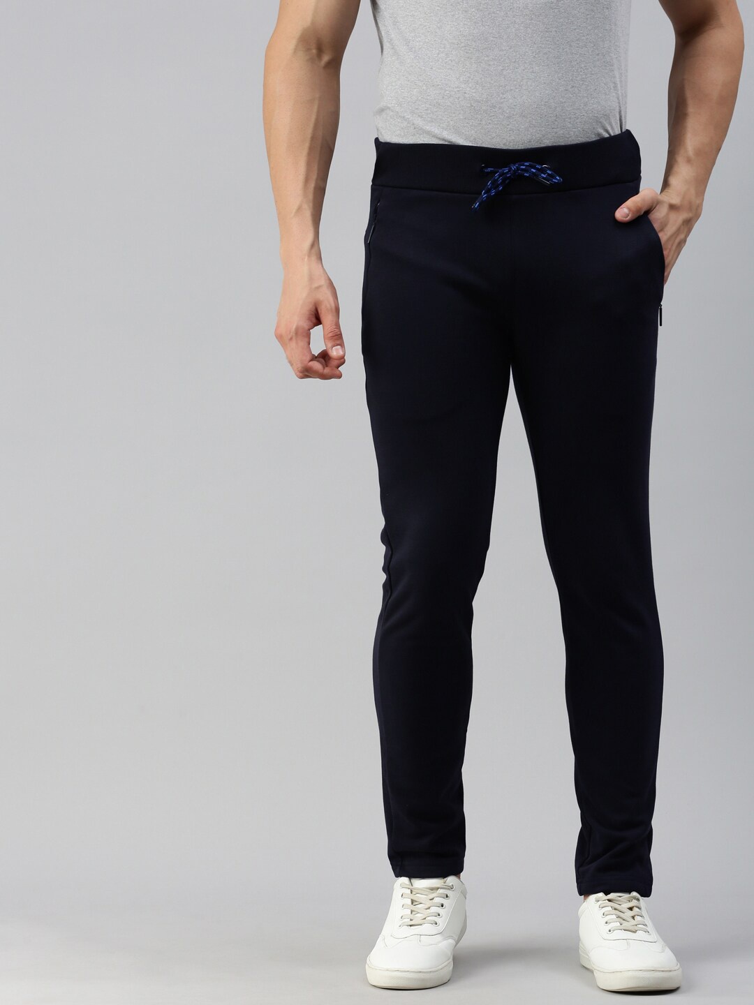 

SPORTO Men Cotton Mid-Rise Relaxed-Fit Track Pants, Navy blue