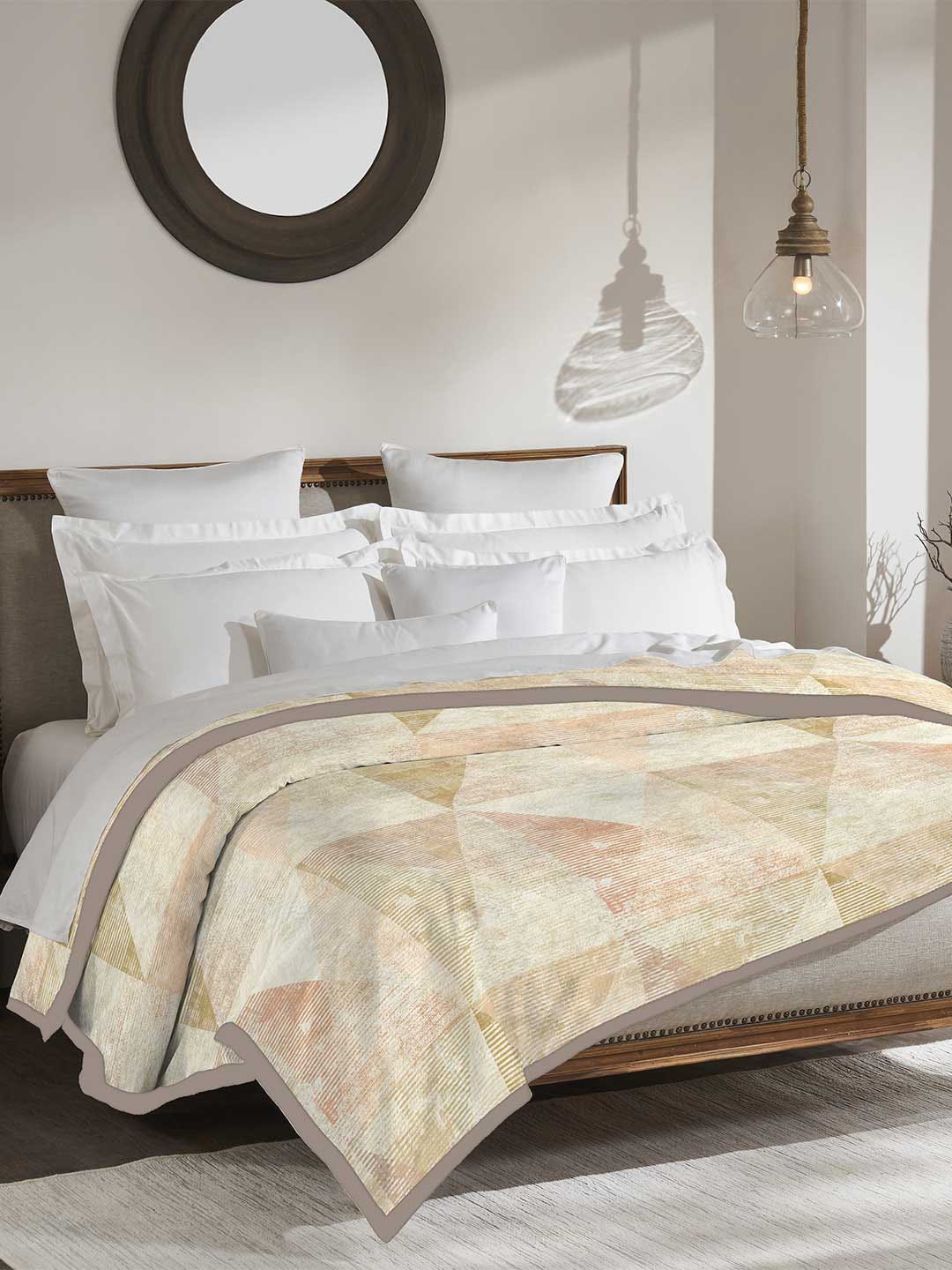 

MYTRIDENT Beige Microfiber Abstract Print Double Bed Blanket