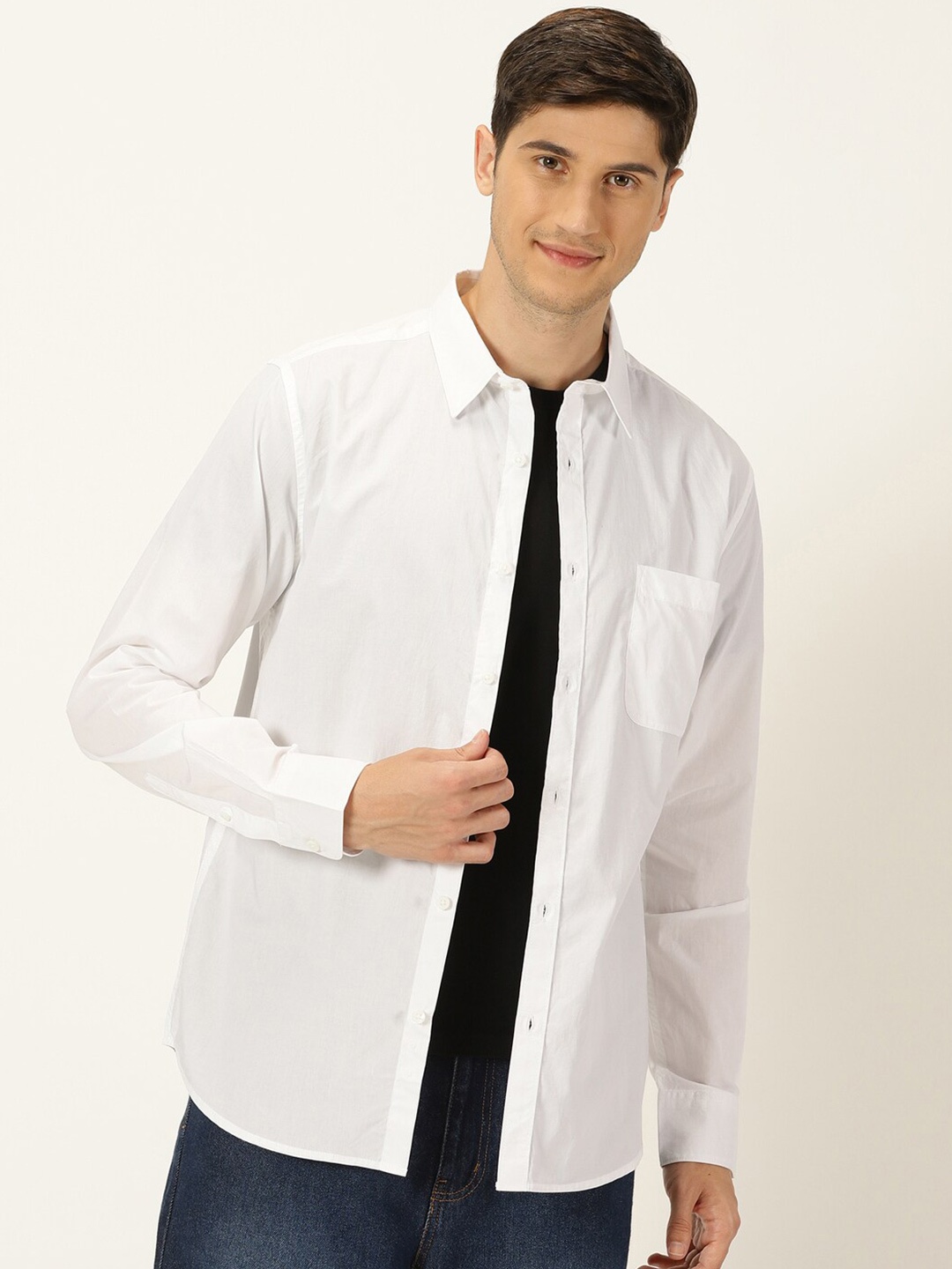 

Harvard White Classic Slim Fit Opaque Casual Shirt