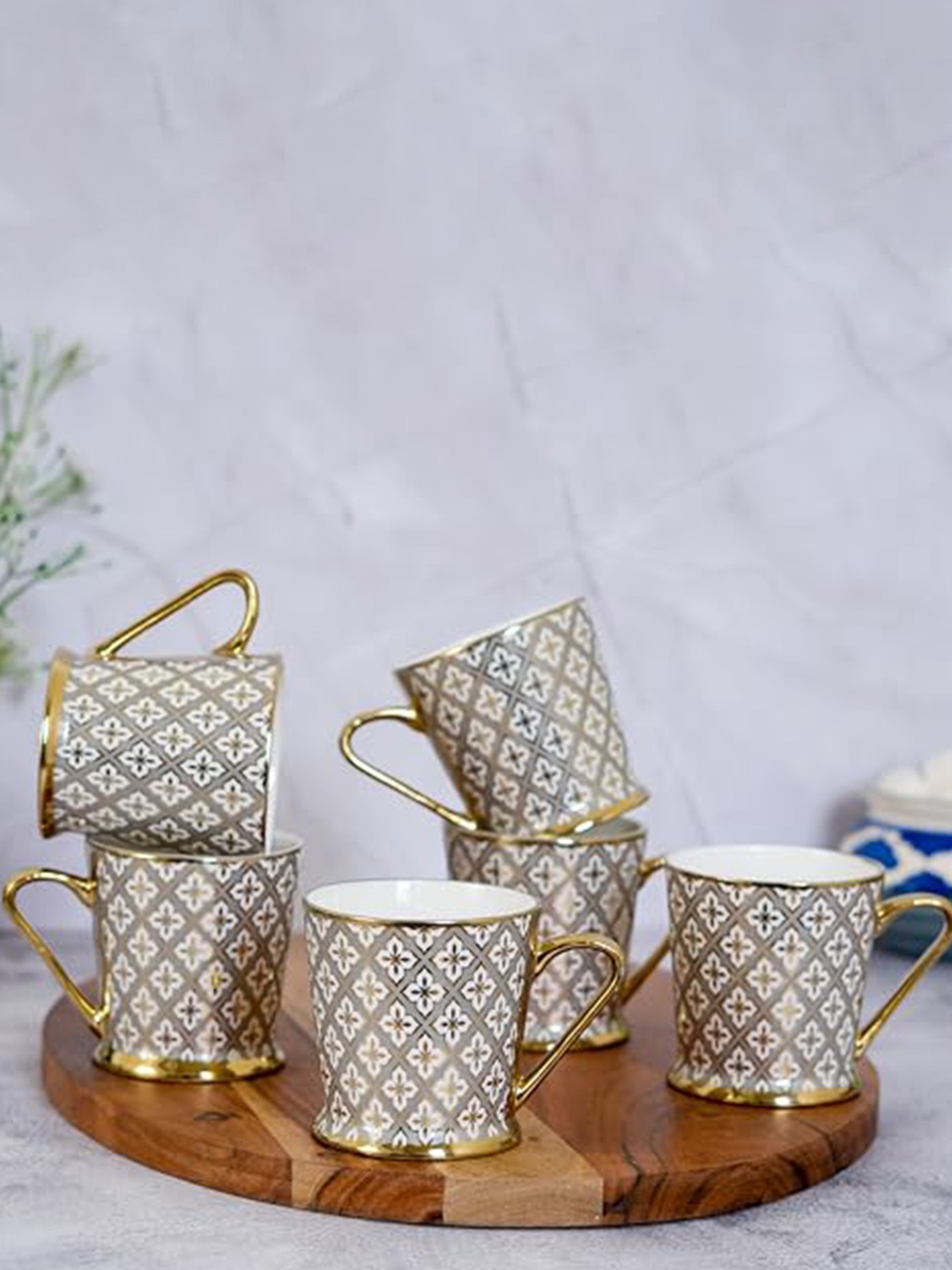 

Femora Gold-Toned Ethnic 6 Pieces Motifs Printed Ceramic Glossy Cups