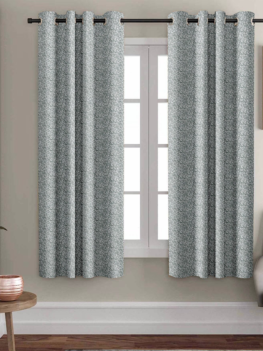 

Aura Grey & White 2 Pcs Abstract Printed Room Darkening Window Curtain