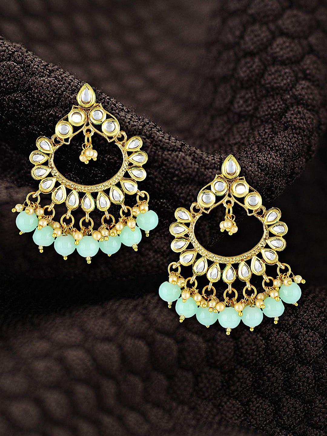 

Adwitiya Collection Gold-Plated Stone-Studded & Beaded Classic Chandbalis