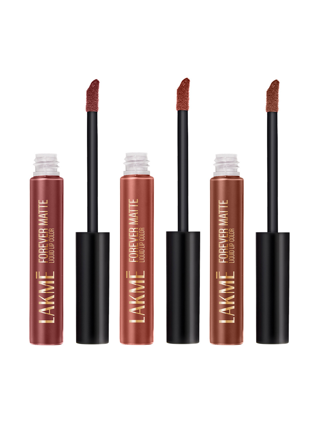 

Lakme Set of 3 Forever Matte Liquid Lip Colour - 5.6 ml Each, Nude