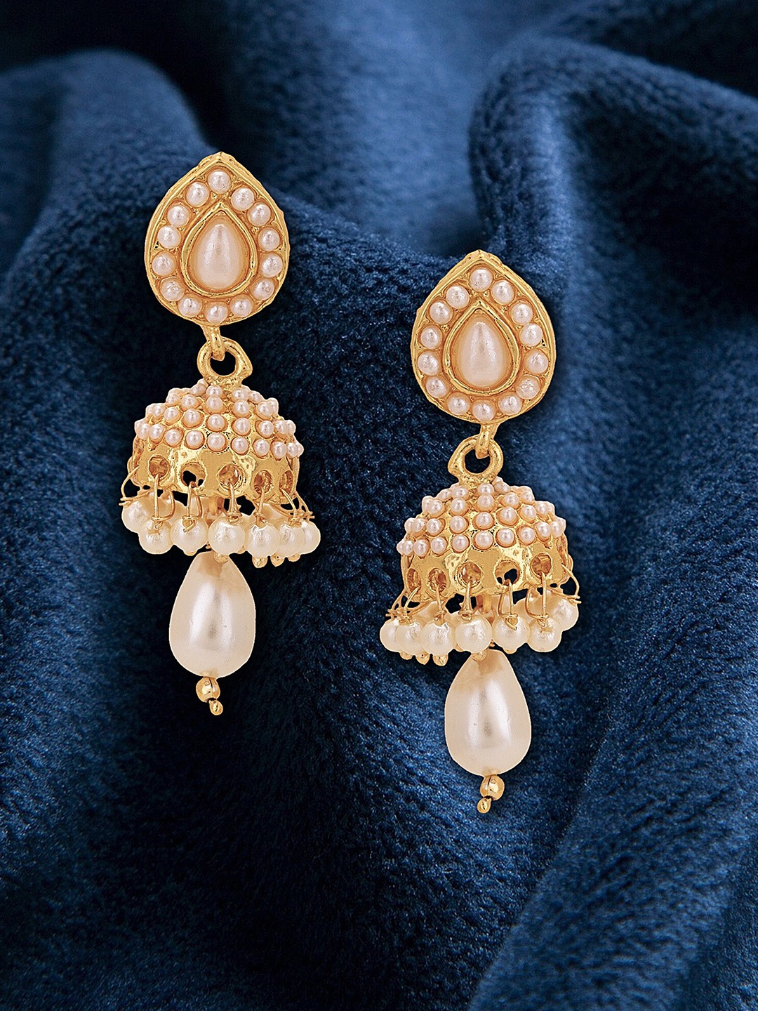 

Adwitiya Collection 24CT Gold-Plated Beaded Classic Jhumkas