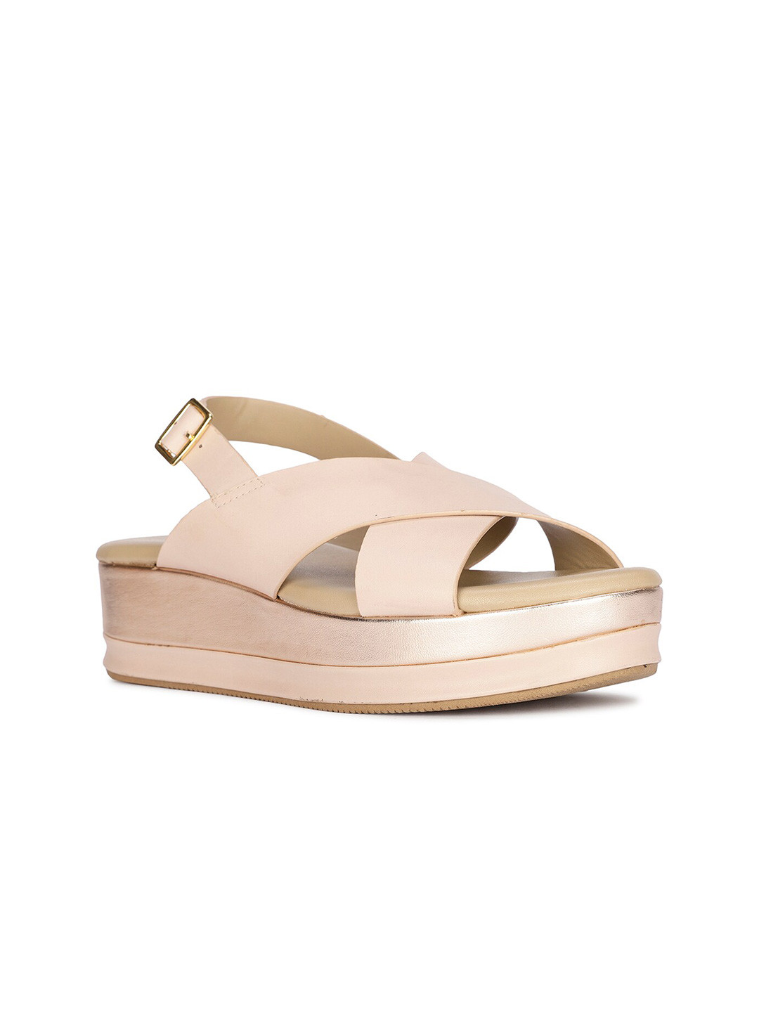 

Naturalizer I-Prosper Cross Strap Leather Flatform Heels, Nude