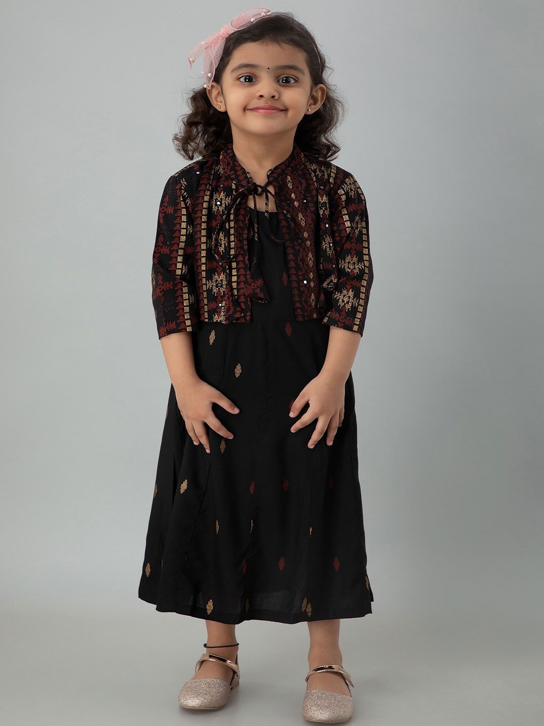 

BAESD Girls Printed Opaque Viscose Rayon Shirt Dress, Black