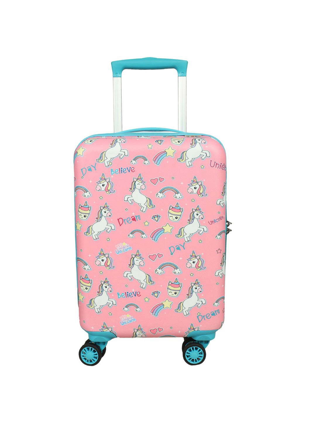 

Kids Printed Hard-Sided Medium Trolley Suitcase, Pink