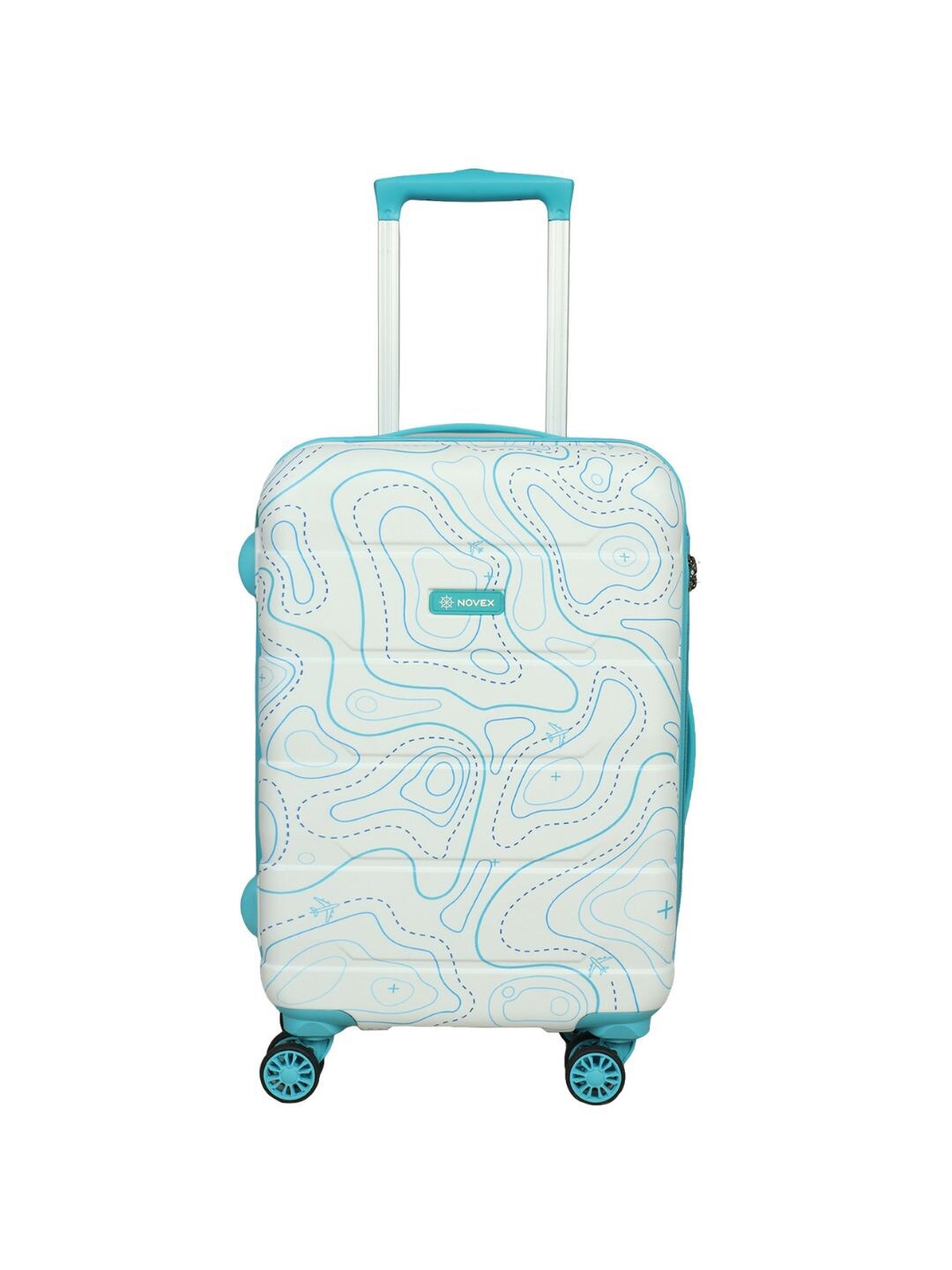 

NOVEX Unisex Printed Hard-Sided Cabin Trolley Suitcase, Turquoise blue