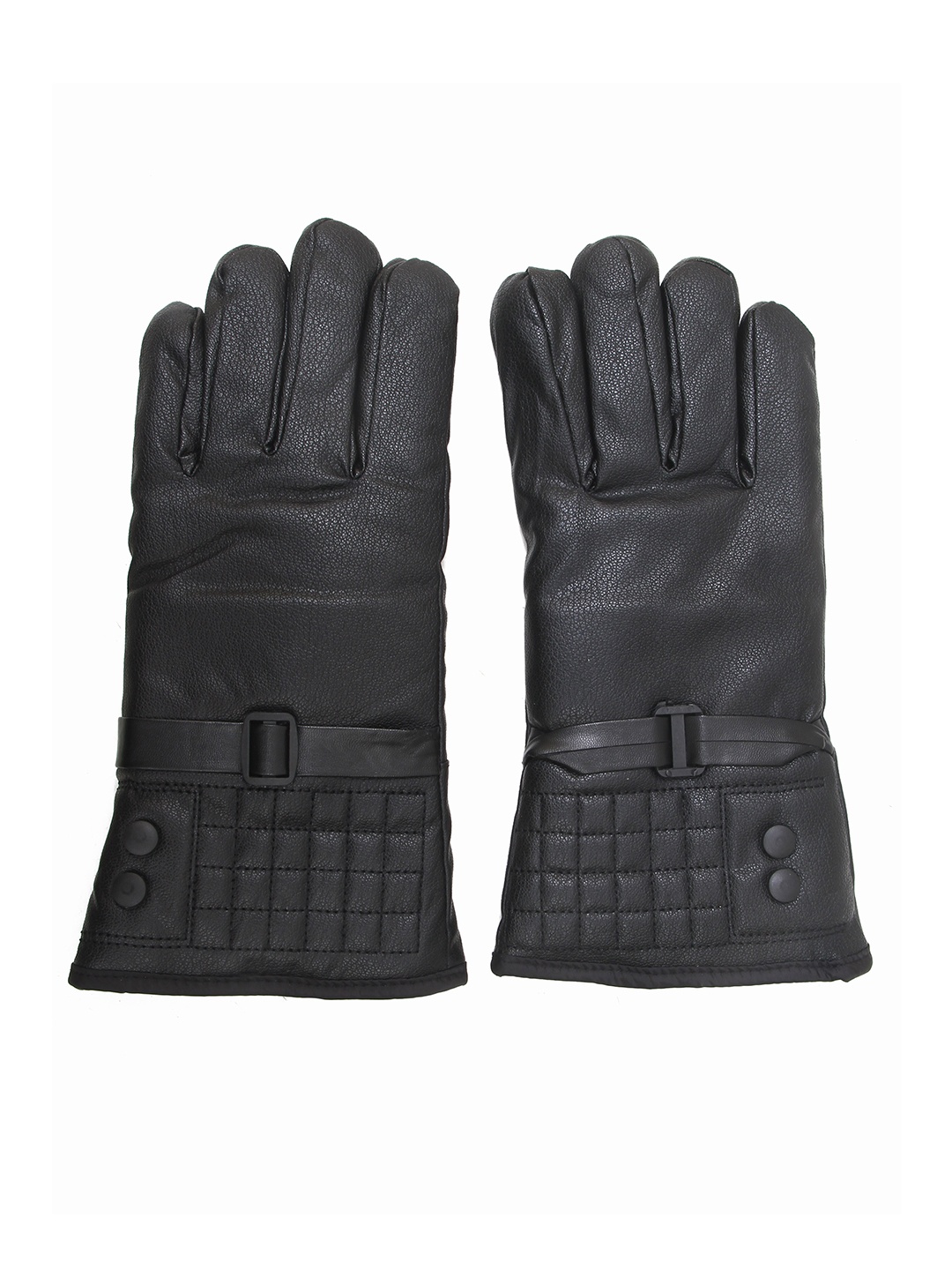 

Calvadoss Men Windproof Faux Leather Winter Gloves, Black