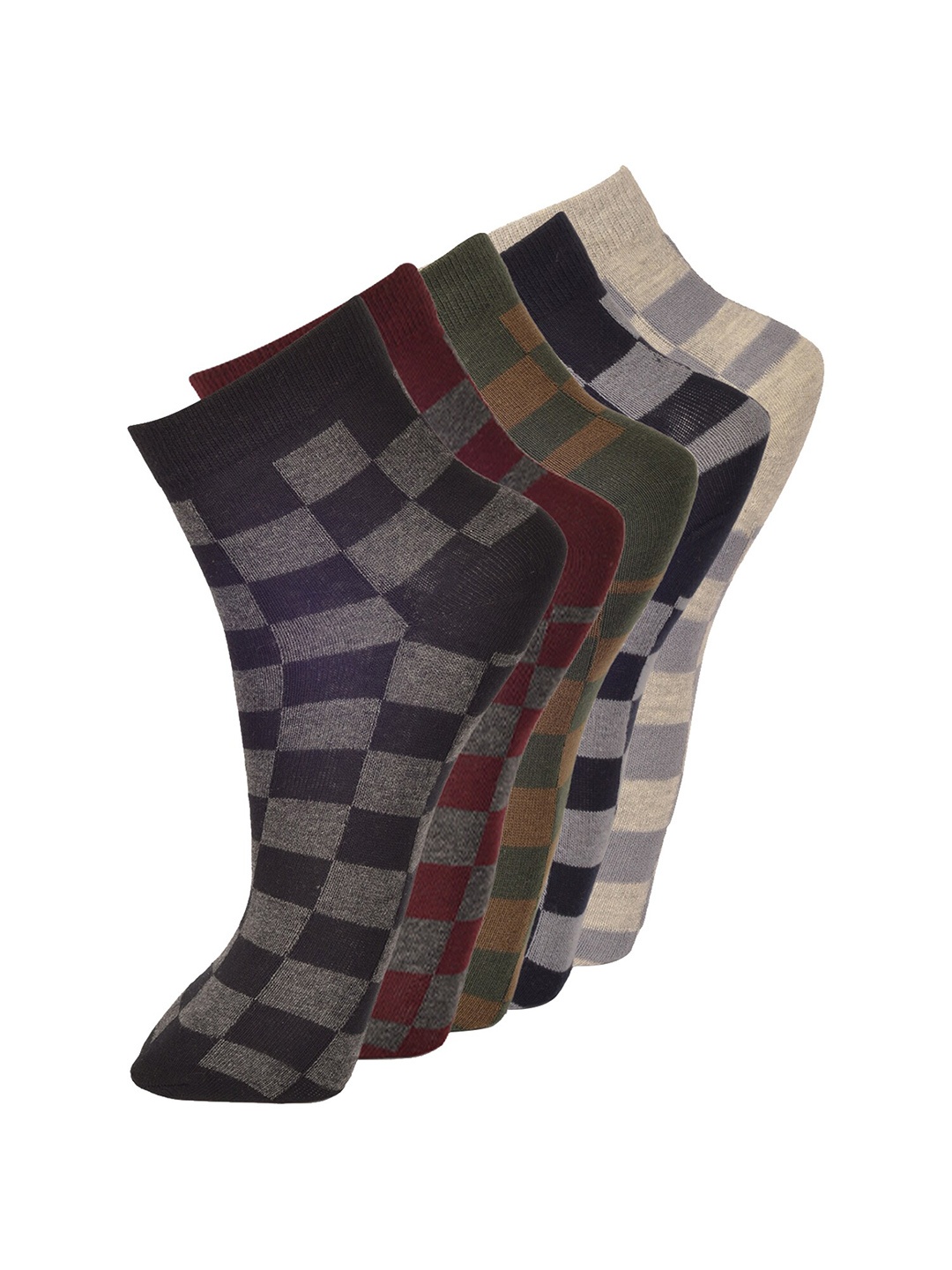 VIP Men Pack Of 5 Checked Above Ankle-Length Socks, Black