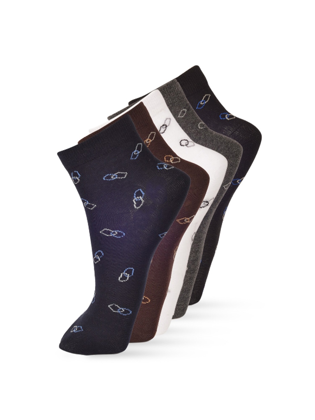

VIP Men Pack of 5 Printed Cotton Above Ankle Length Socks, Navy blue