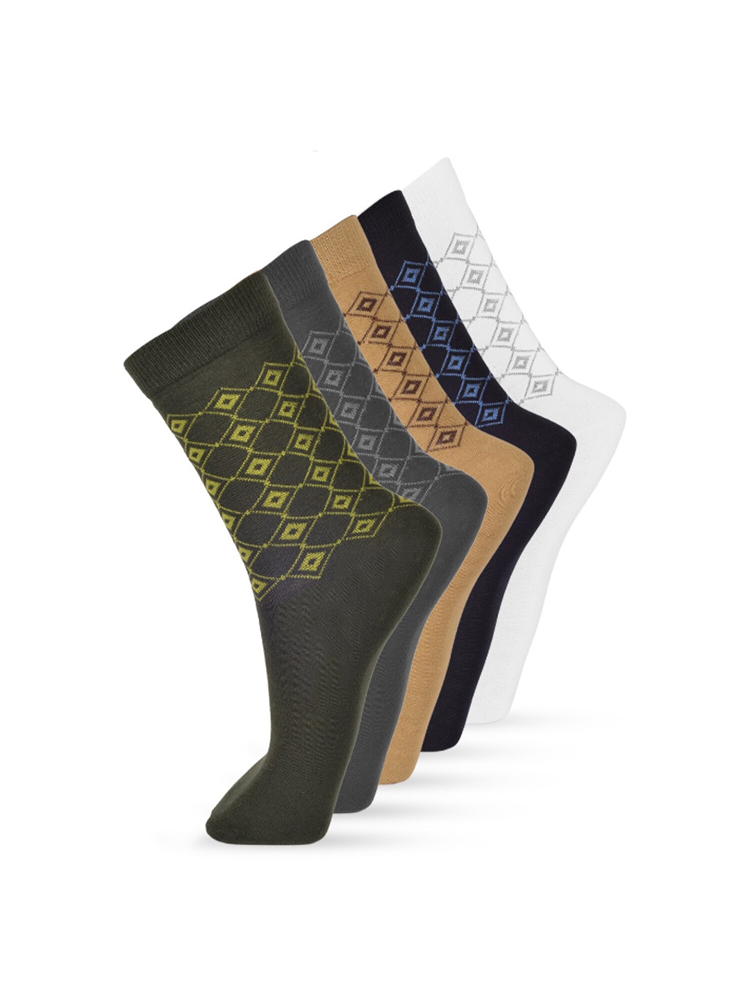 VIP Men Pack Of 5 Printed Cotton Above Ankle-Length Socks, Grey