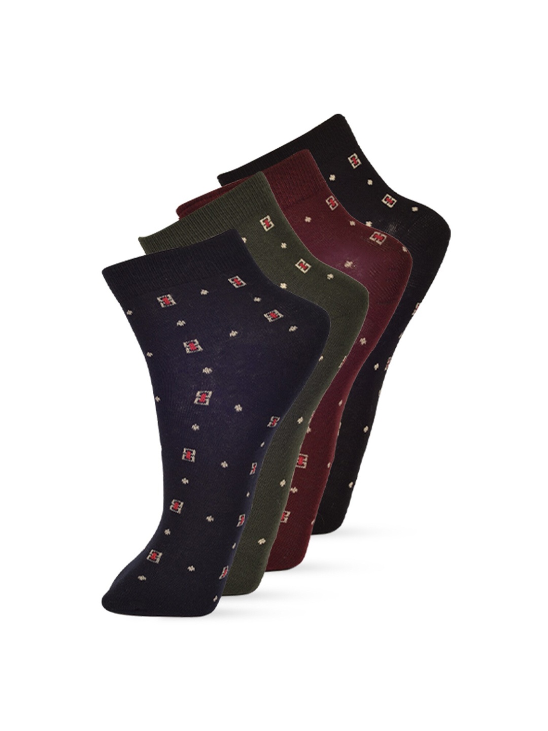 

VIP Men Pack Of 5 Printed Cotton Above Ankle-Length Socks, Green
