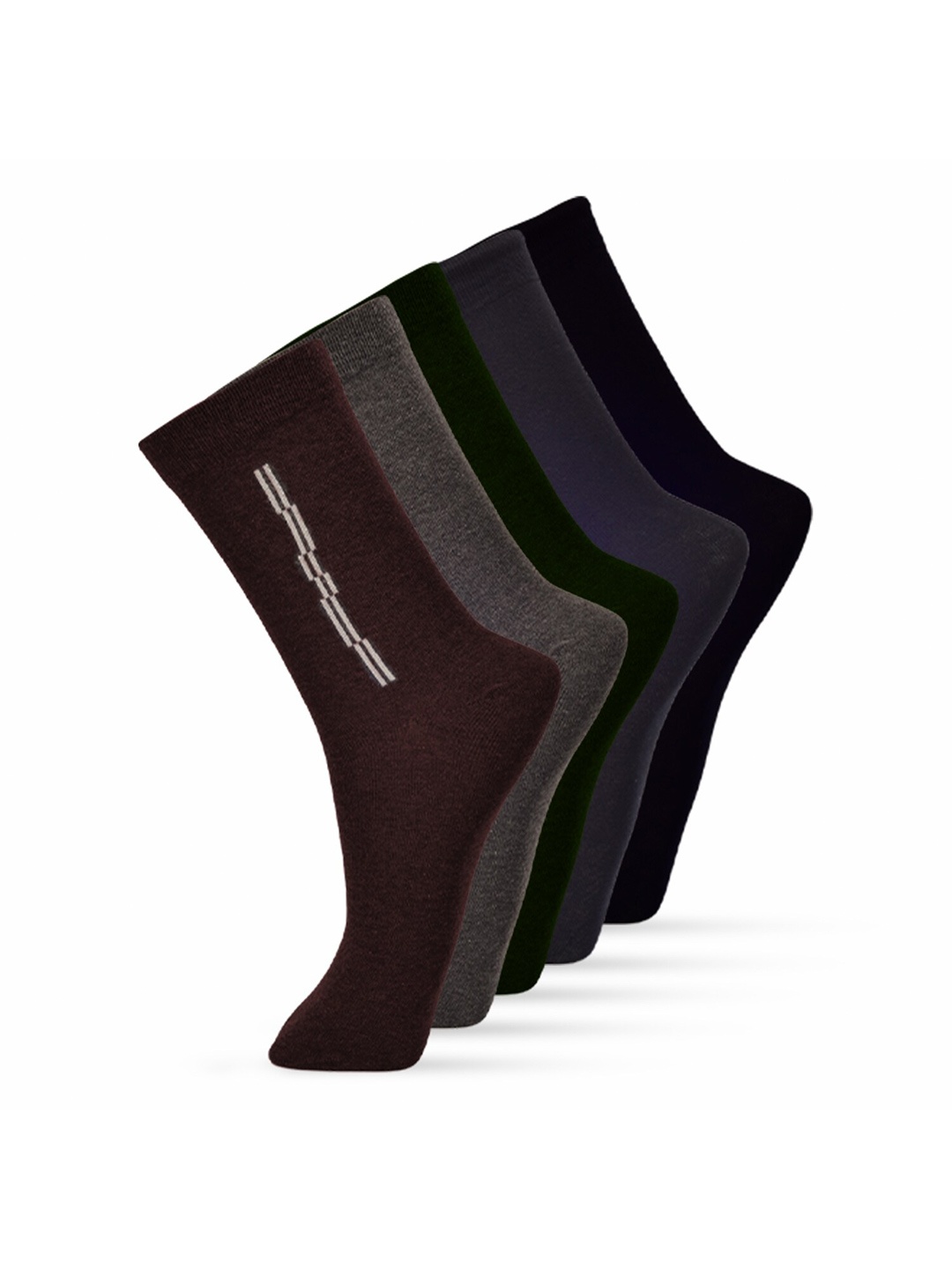 

VIP Men Pack Of 5 Printed Cotton Calf Length Socks, Maroon
