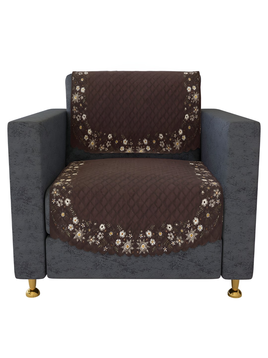 

Kuber Industries Brown 4 Pieces Velvet Sofa Cover