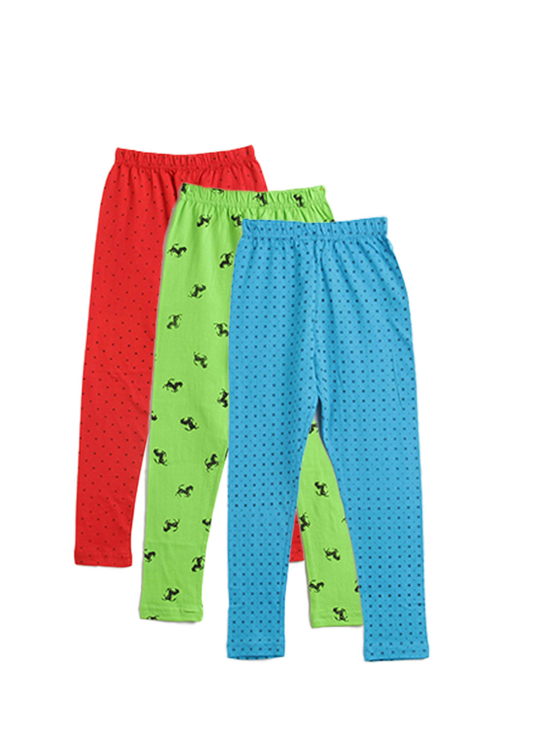 

Kids On Board Girls Pack Of 3 Printed Cotton Ankle-Length Leggings, Green