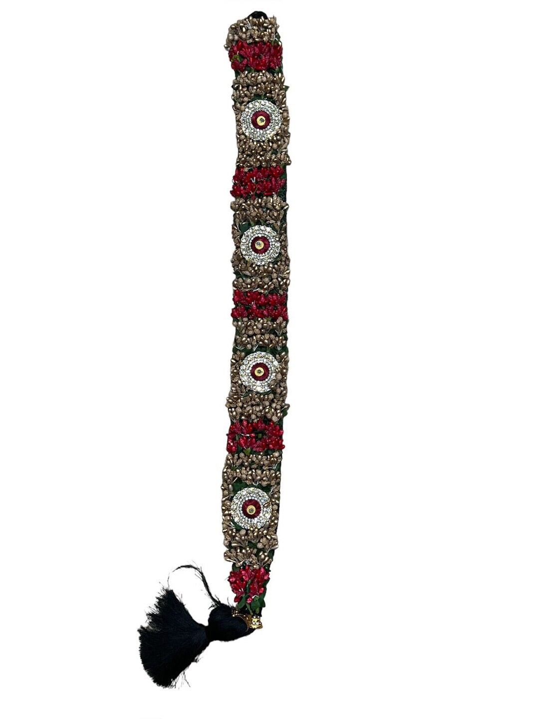 

Krelin Flower Bharatanatyam Poola Jadalu Kunjalam Billalu Braid Hair Extensions-24cm, Red