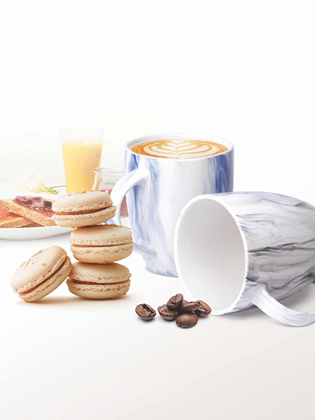 

Treo Black Set of 6 Marble Printed Mugs - 240 ml Each