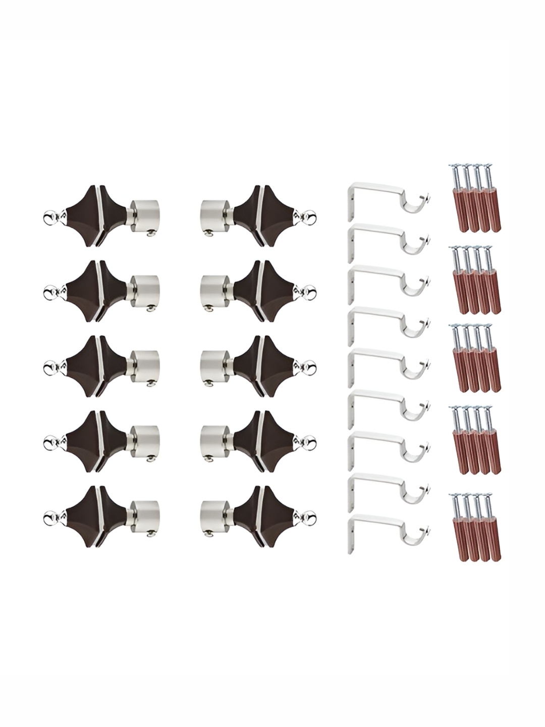 

GLOXY Brown 5 Pieces Stainless Steel & ABS Curtain Rods With Brackets