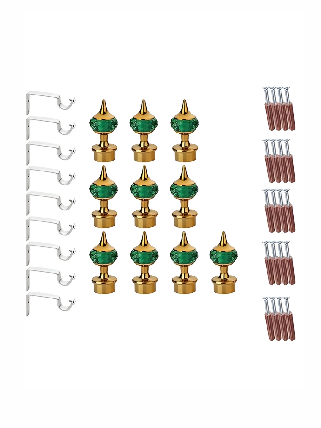 

GLOXY 20 Pieces Green & Silver Aluminum Curtain Rods & Brackets